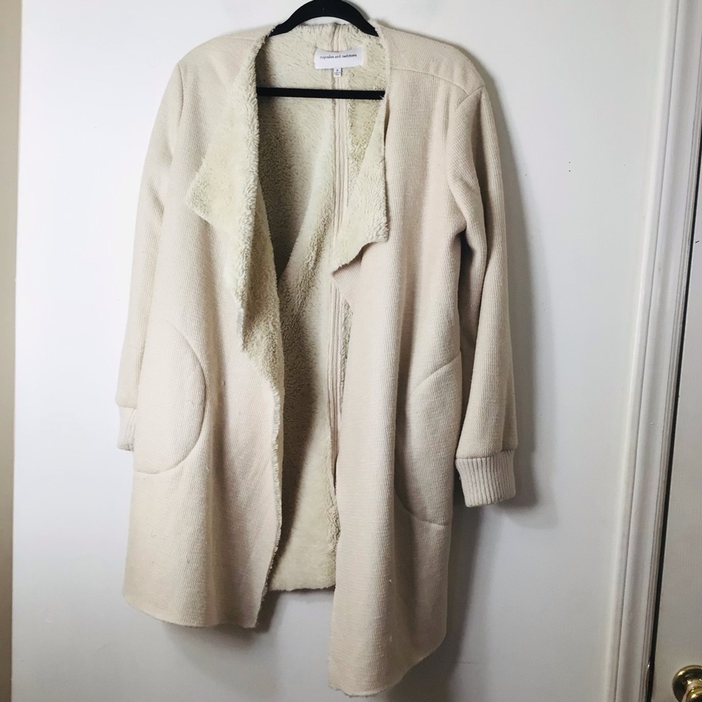 Cupcakes and Cashmere long cozy open cardigan jacket throw ivory women small